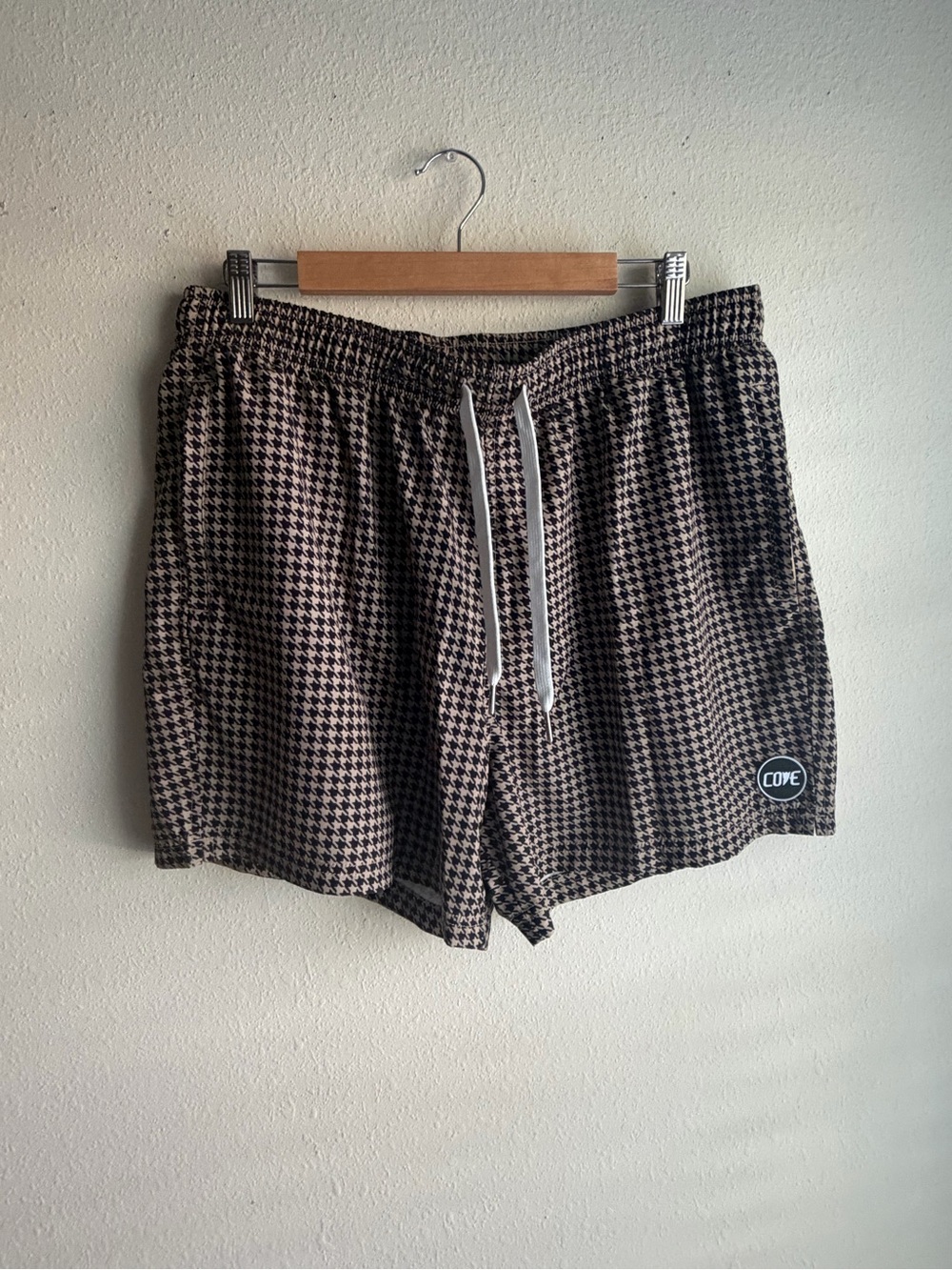 Cove Black & Cream Houndstooth Swim Trunks